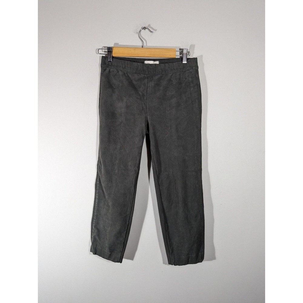 Talbots Dark Green Faux Suede Cropped Low Rise Pull On Pants Women Size 2 Petite